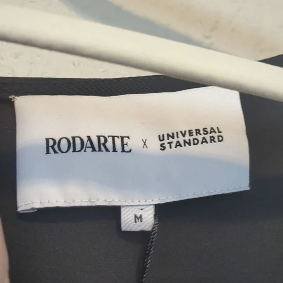 Rodarte x Universal Standard short ruched sleeve black midi sheath dress - Picture 7 of 13